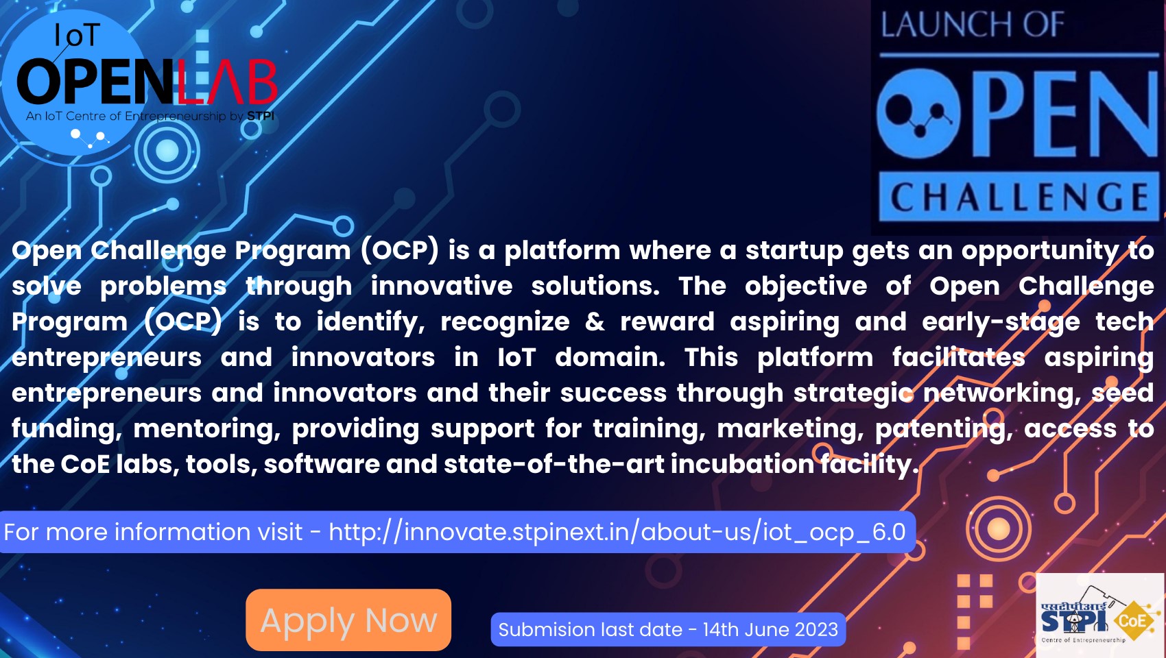 Launch of Open Challenge Program (OCP) 6.0   : CoE- STPI IoT Open Lab